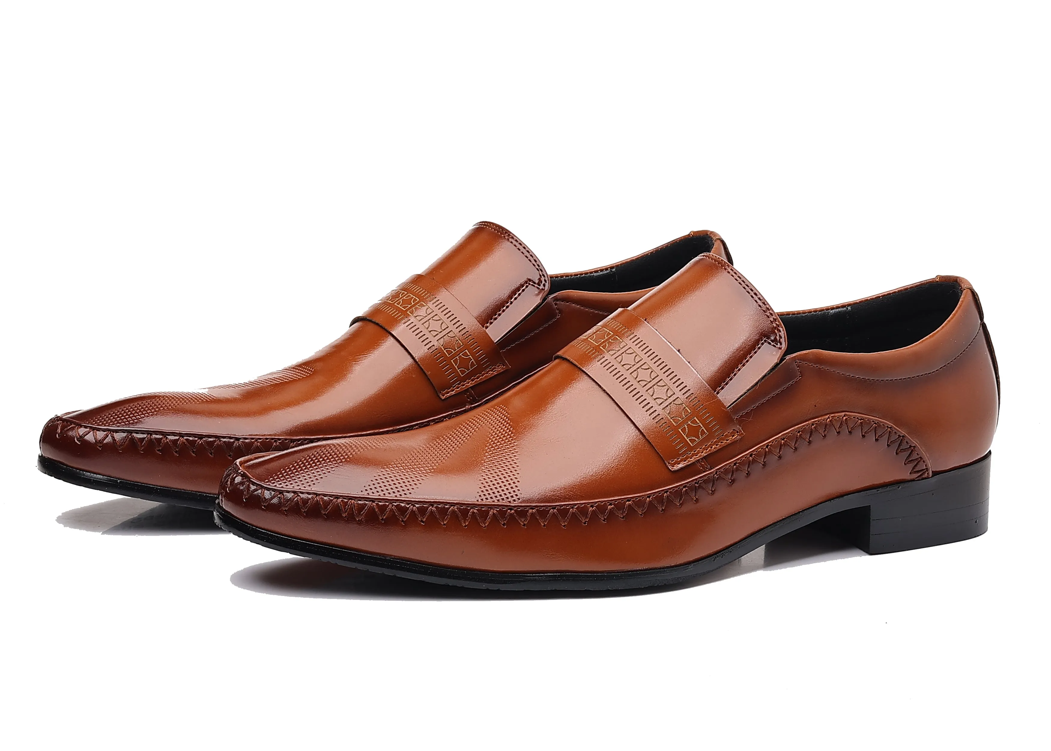 Men's Pointed Moc Toe Leather Shoes