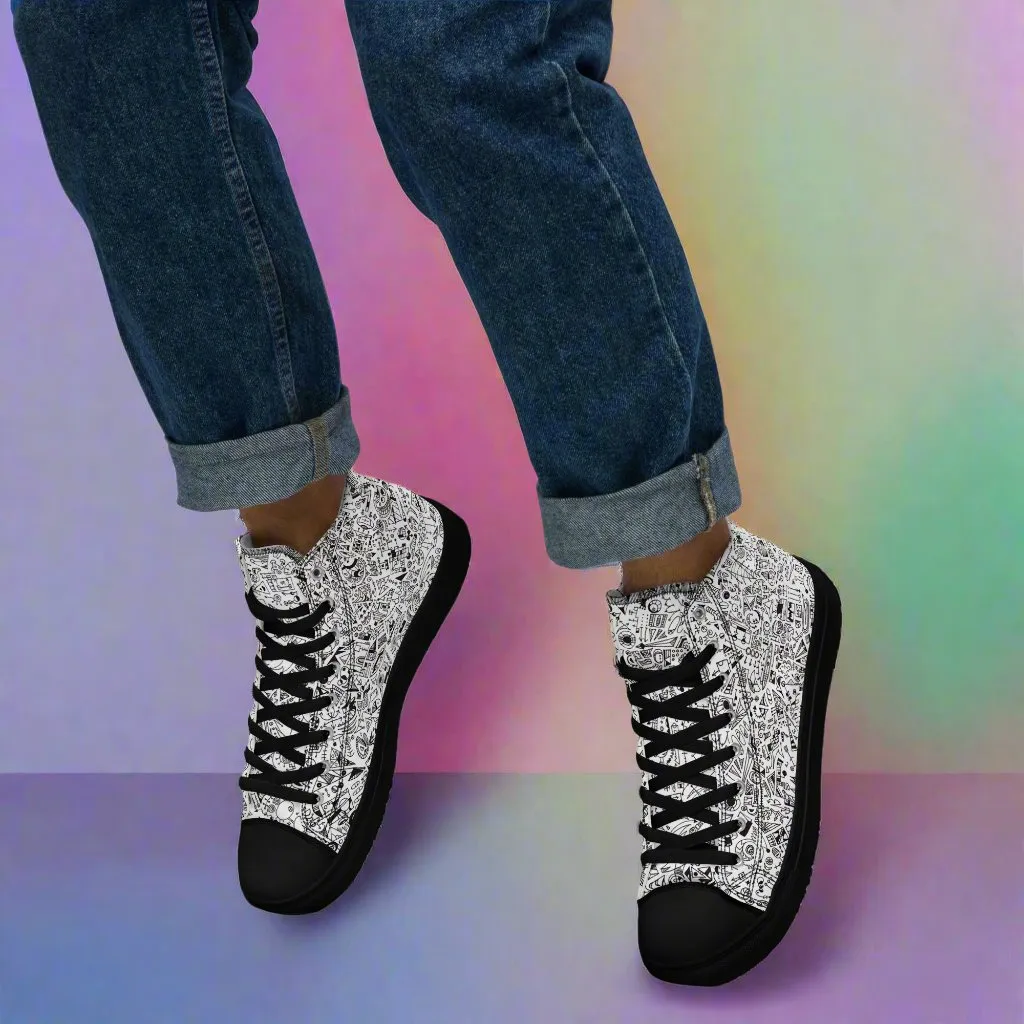 Men’s "Dream Schematic #1" high top canvas shoes