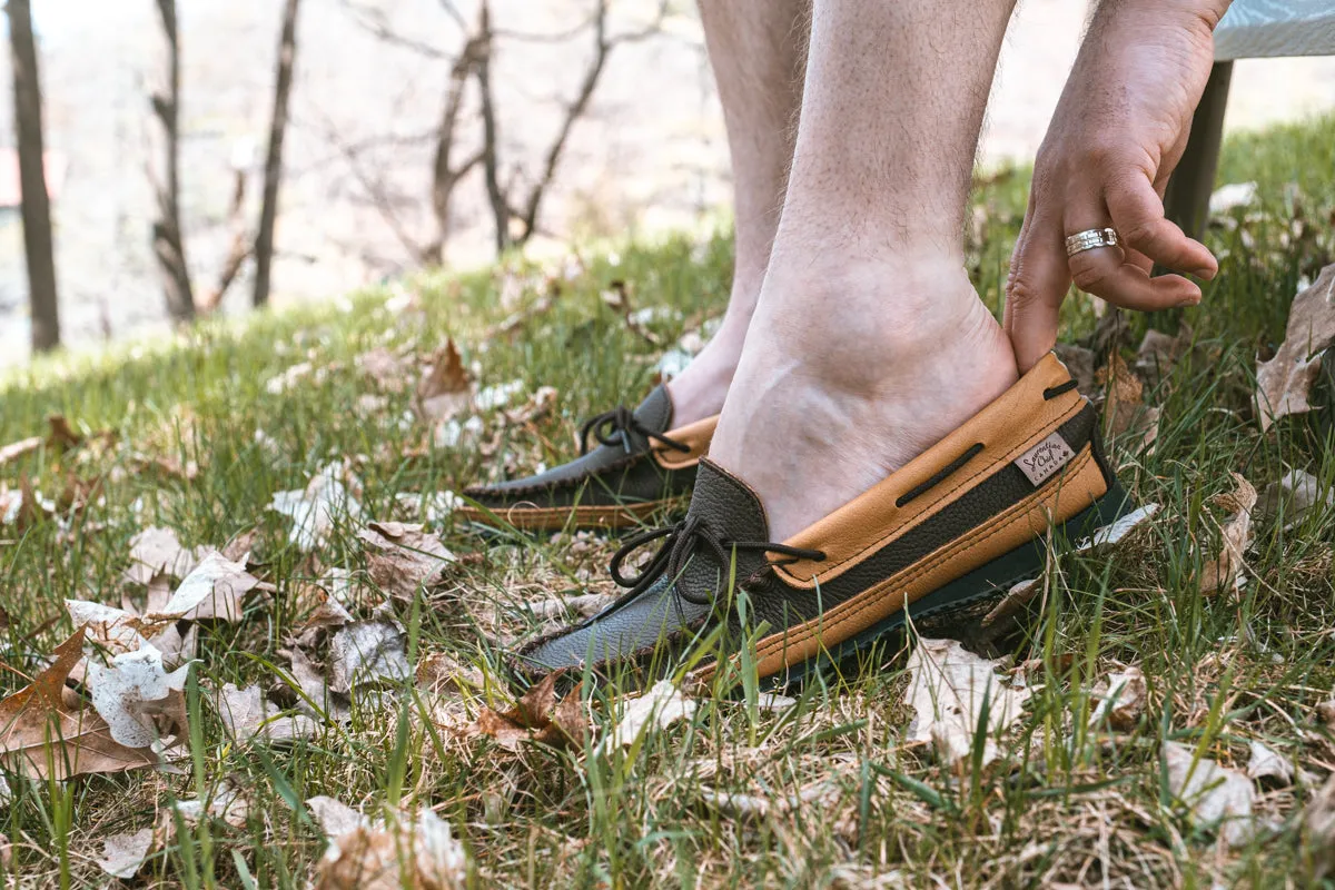 Men's Rubber Sole Elk & Moose Hide Leather Moccasins