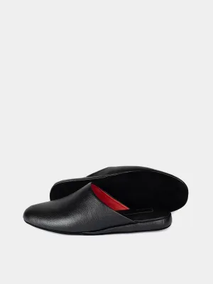 Men's slippers black Model 1207 Flotar Leather