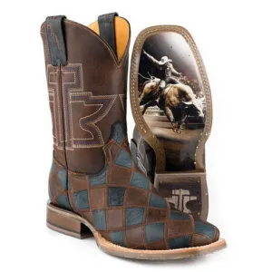 Men's Tin Haul Check Me Out Boots with Rodeo Sole Handcrafted Brown