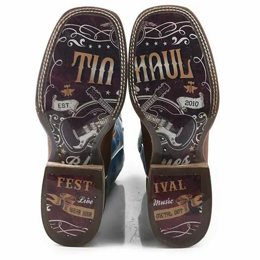 Men's Tin Haul Rodeo Like A Rock Star Boots with Country Festival Sole Handcrafted Brown
