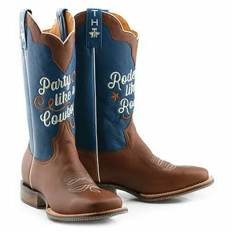 Men's Tin Haul Rodeo Like A Rock Star Boots with Country Festival Sole Handcrafted Brown