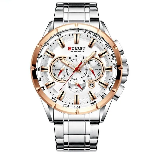 Men's Watch Blue Quartz Stainless Steel Band  Business Watch