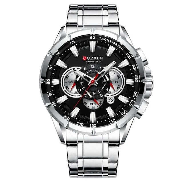 Men's Watch Blue Quartz Stainless Steel Band  Business Watch