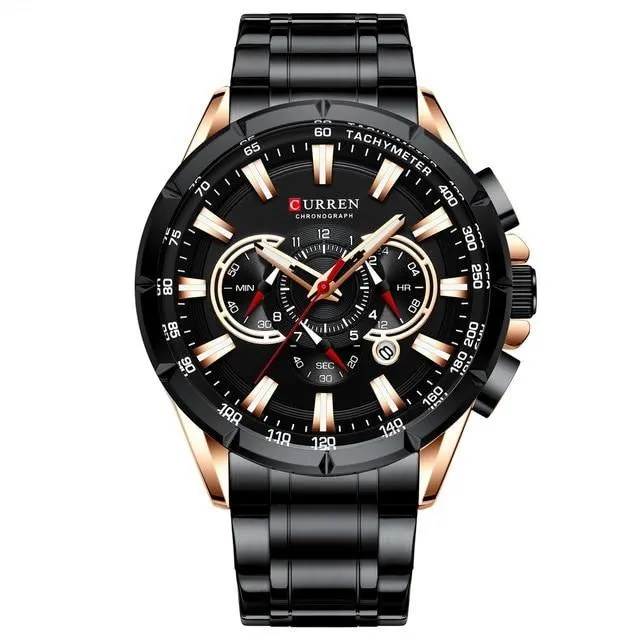 Men's Watch Blue Quartz Stainless Steel Band  Business Watch