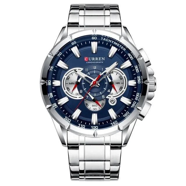 Men's Watch Blue Quartz Stainless Steel Band  Business Watch