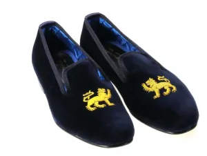 Mens Zodiac Leo Navy Velvet Slipper - UK 9