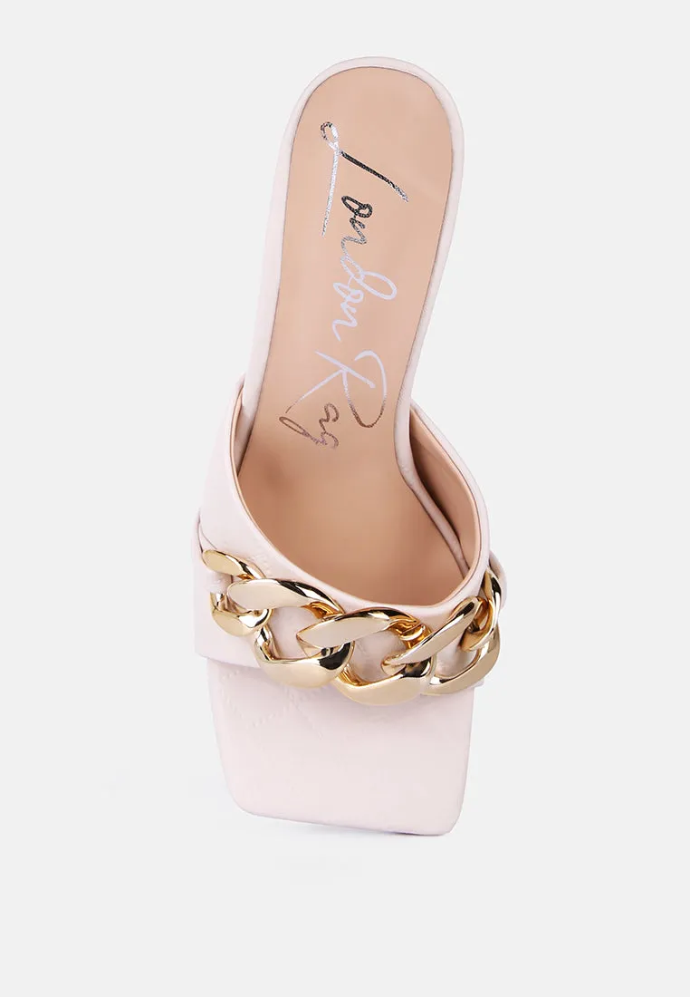 Mermaid Quilted Metallic Chain Embellished Sandals By Ruw