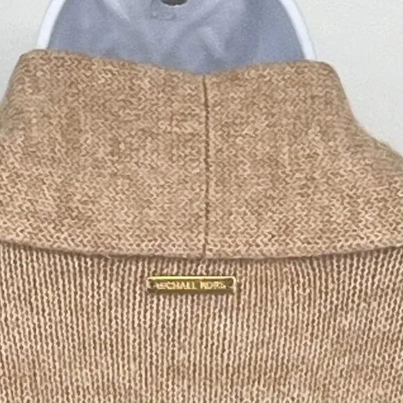 Michael Kors Classic Color Block Open Cardigan in Tan and Gray Size Large