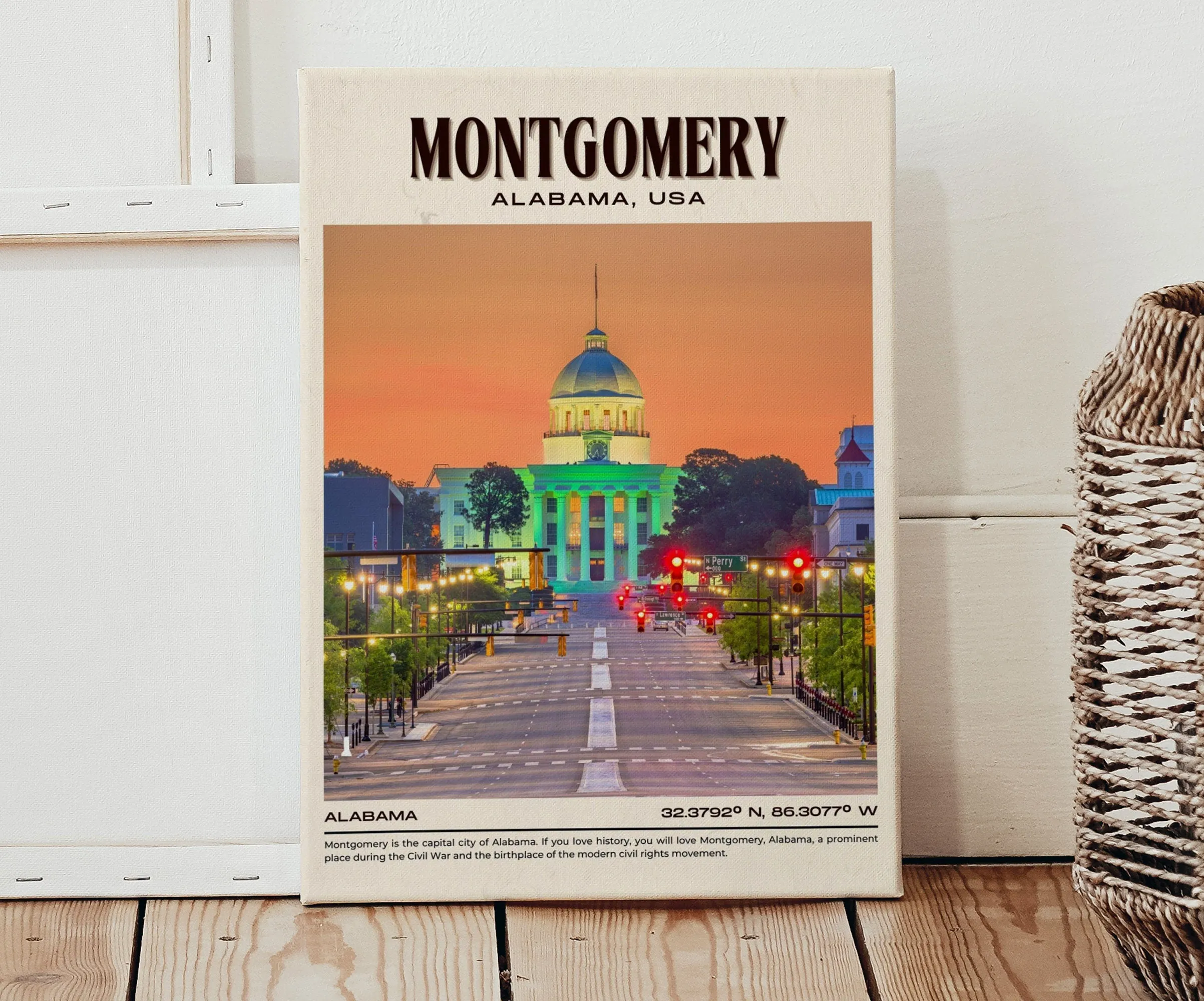 Montgomery Vintage Wall Art, Alabama, USA