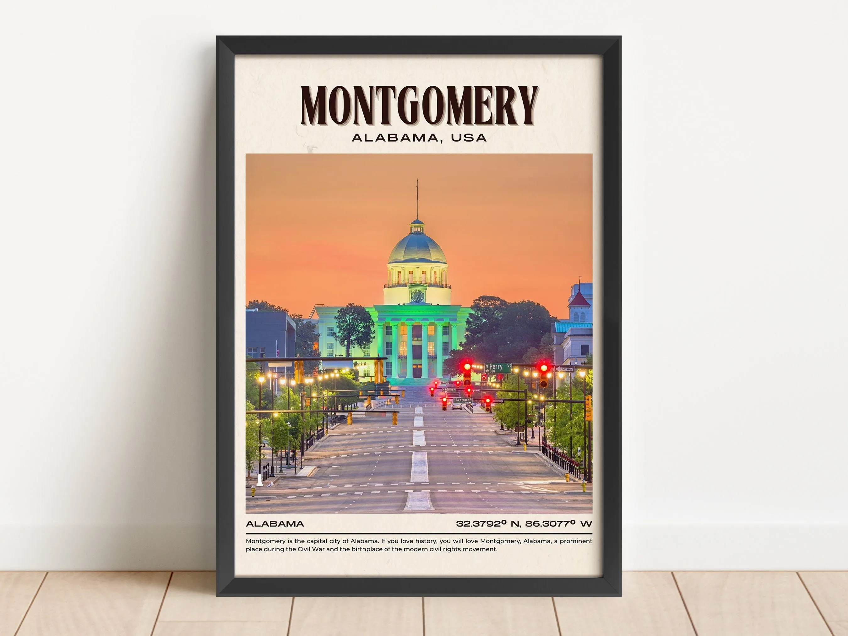 Montgomery Vintage Wall Art, Alabama, USA