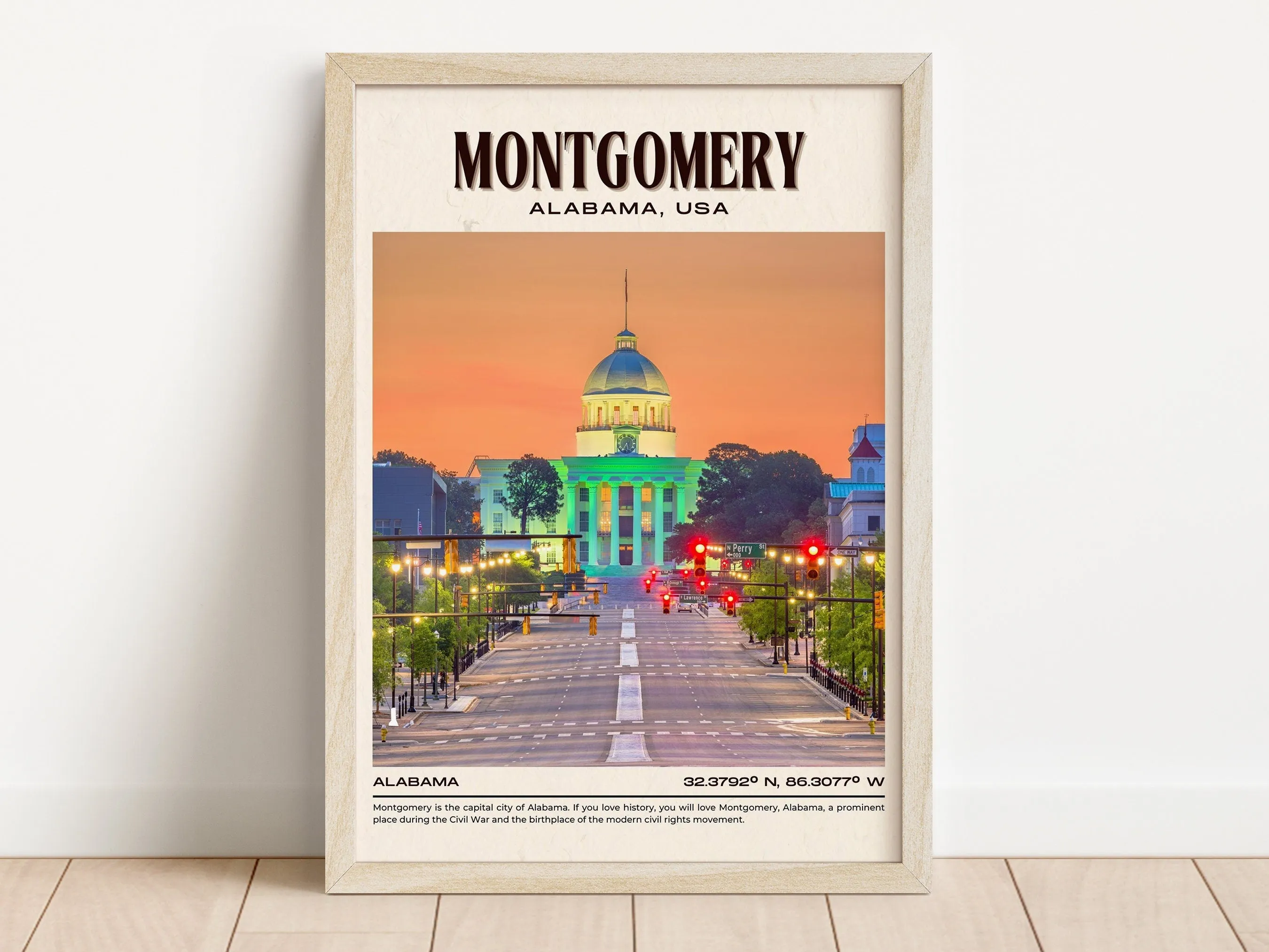 Montgomery Vintage Wall Art, Alabama, USA
