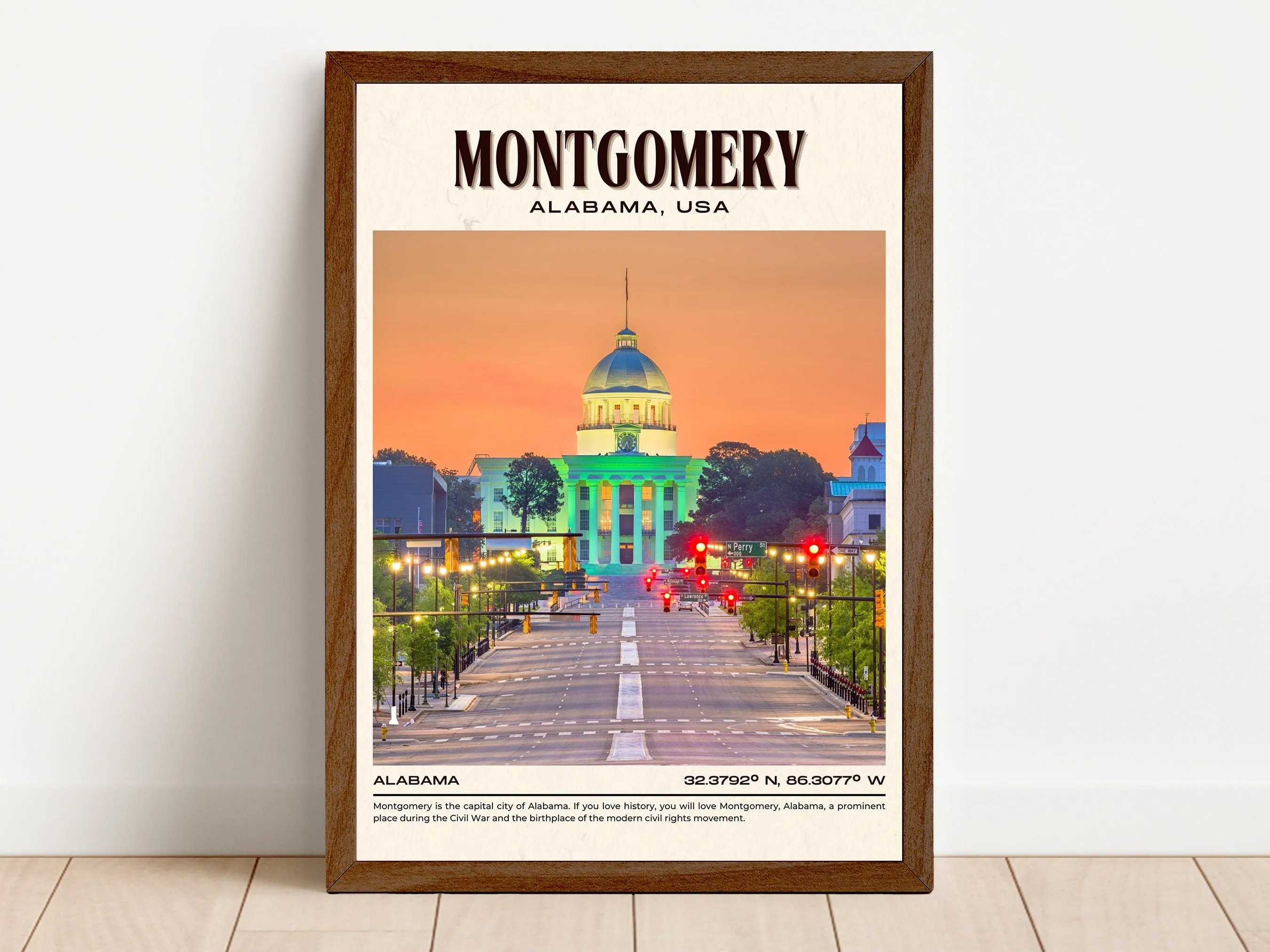Montgomery Vintage Wall Art, Alabama, USA