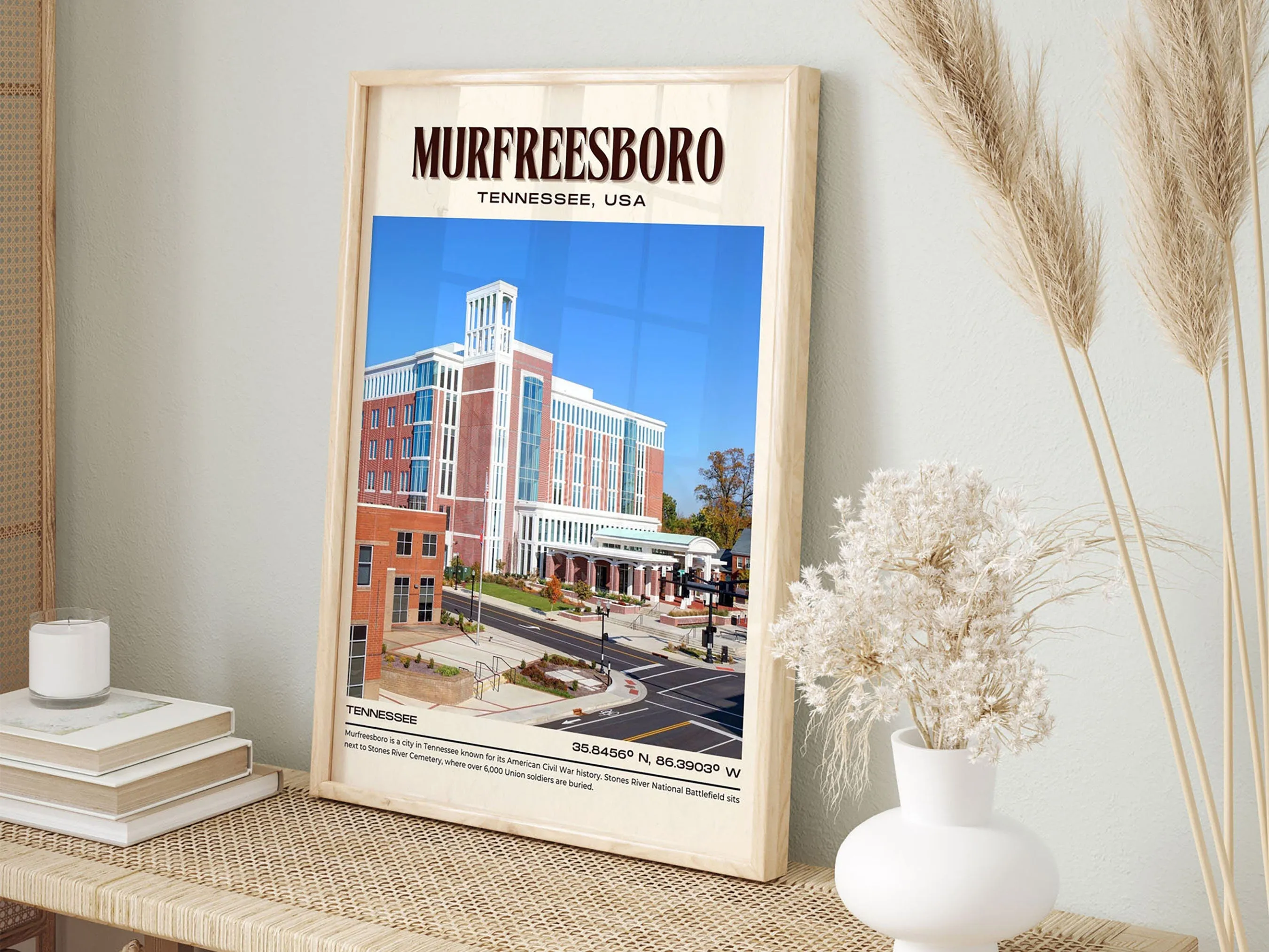 Murfreesboro Vintage Wall Art, Tennessee, USA