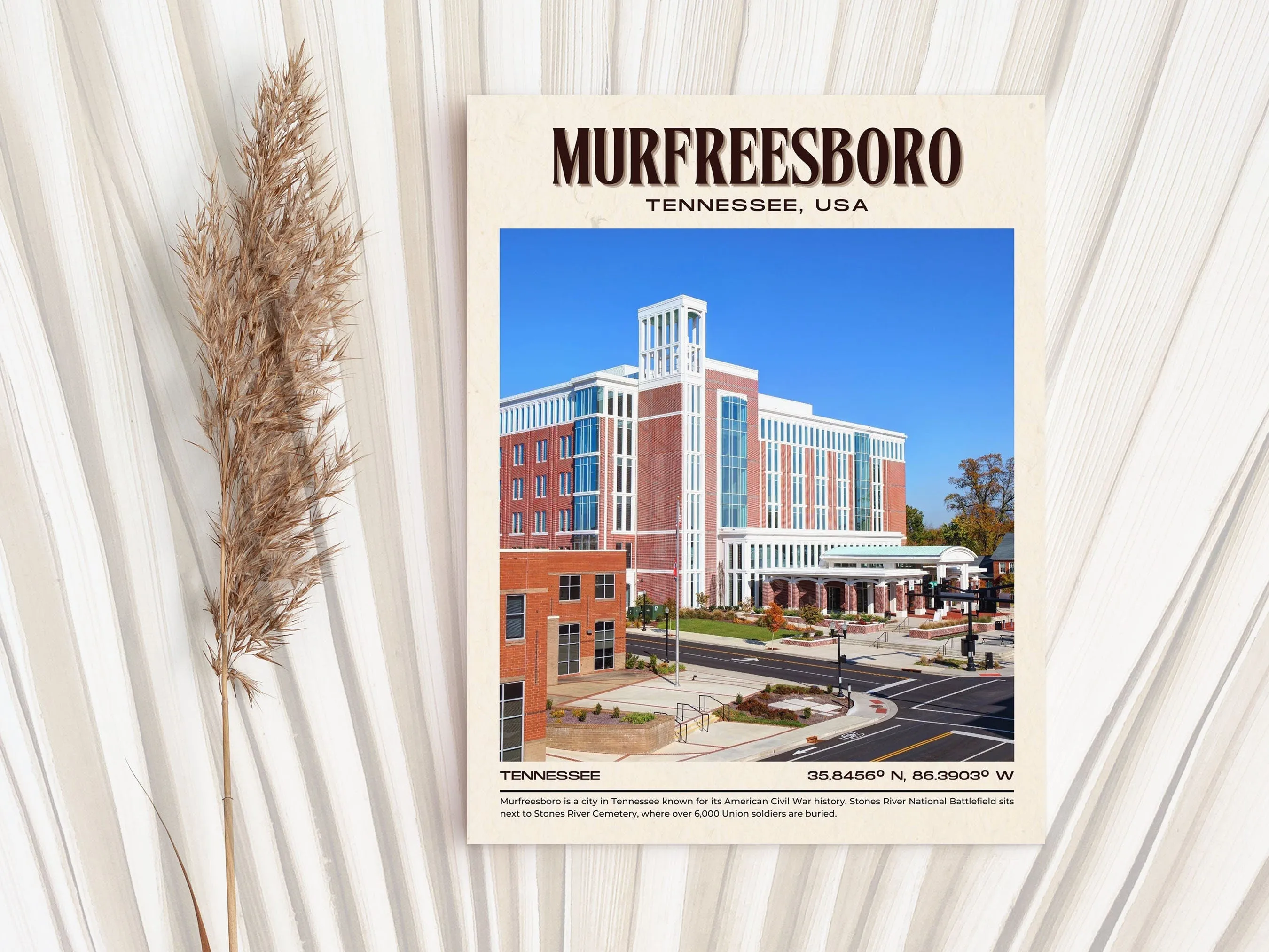 Murfreesboro Vintage Wall Art, Tennessee, USA