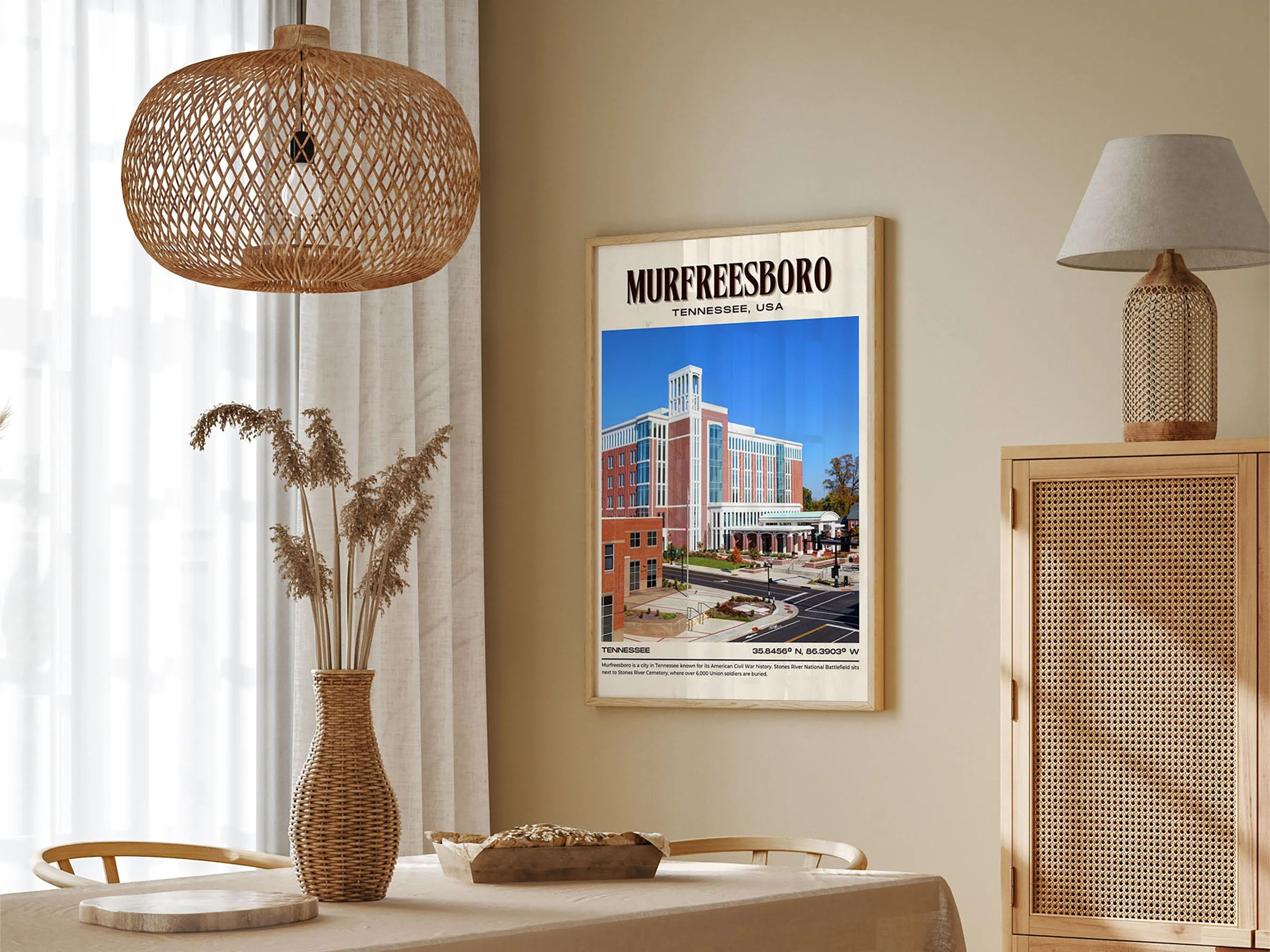 Murfreesboro Vintage Wall Art, Tennessee, USA