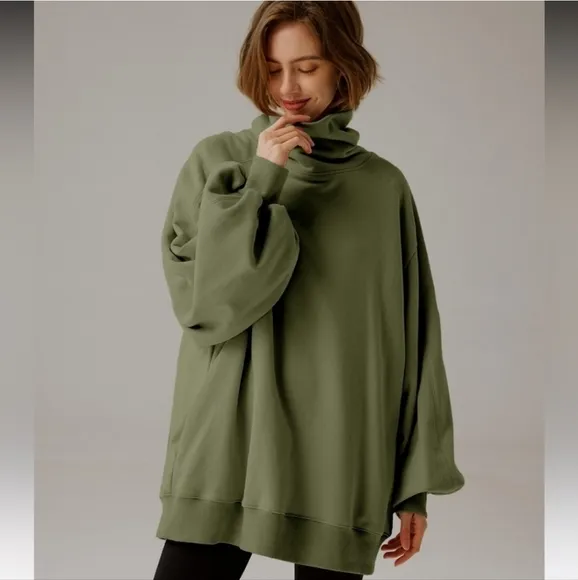 Nap Loungewear green boxy oversized turtleneck sweatshirt sweater top