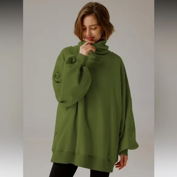 Nap Loungewear green boxy oversized turtleneck sweatshirt sweater top