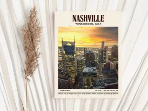 Nashville Vintage Wall Art, Tennessee, USA