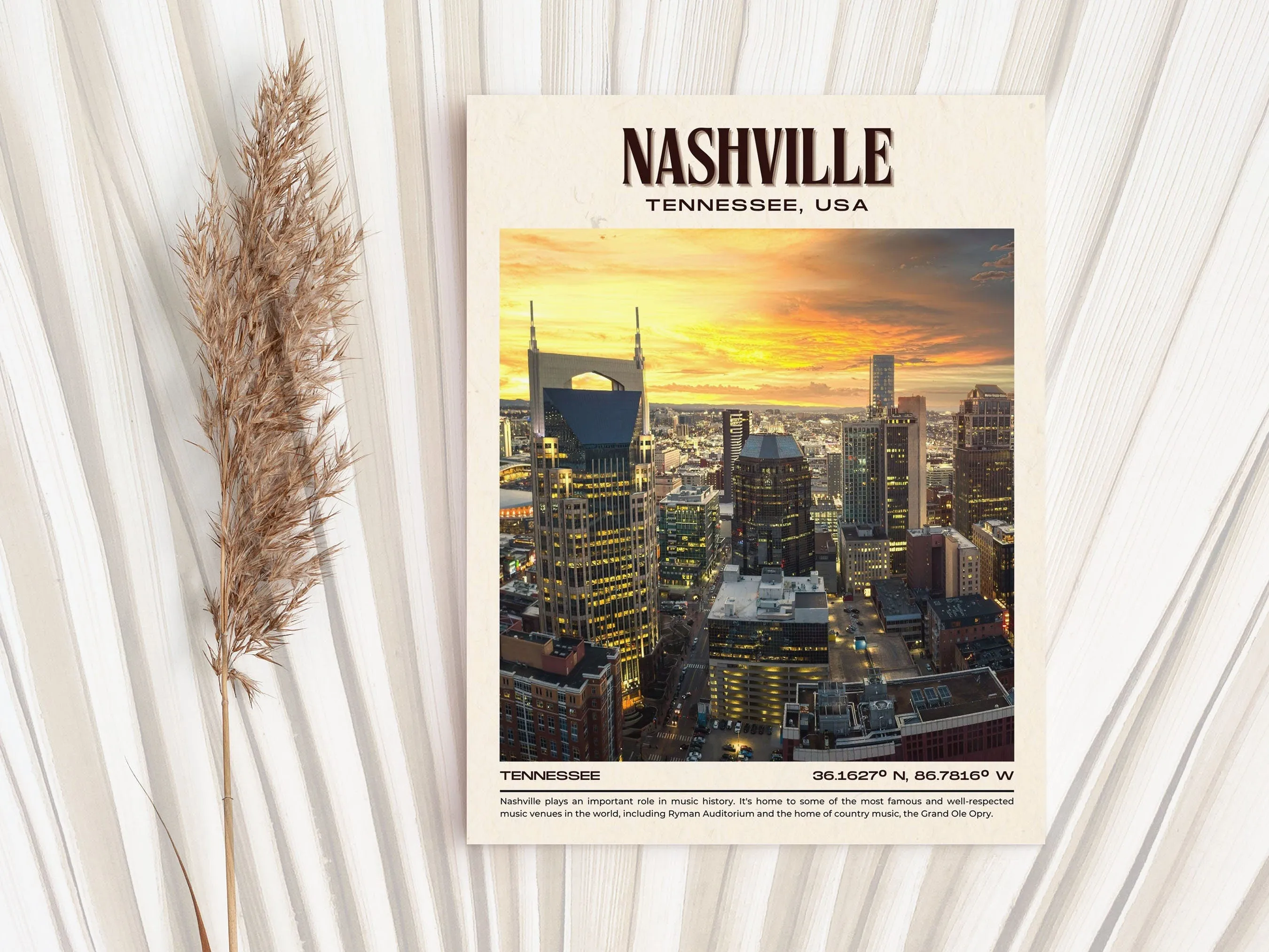 Nashville Vintage Wall Art, Tennessee, USA