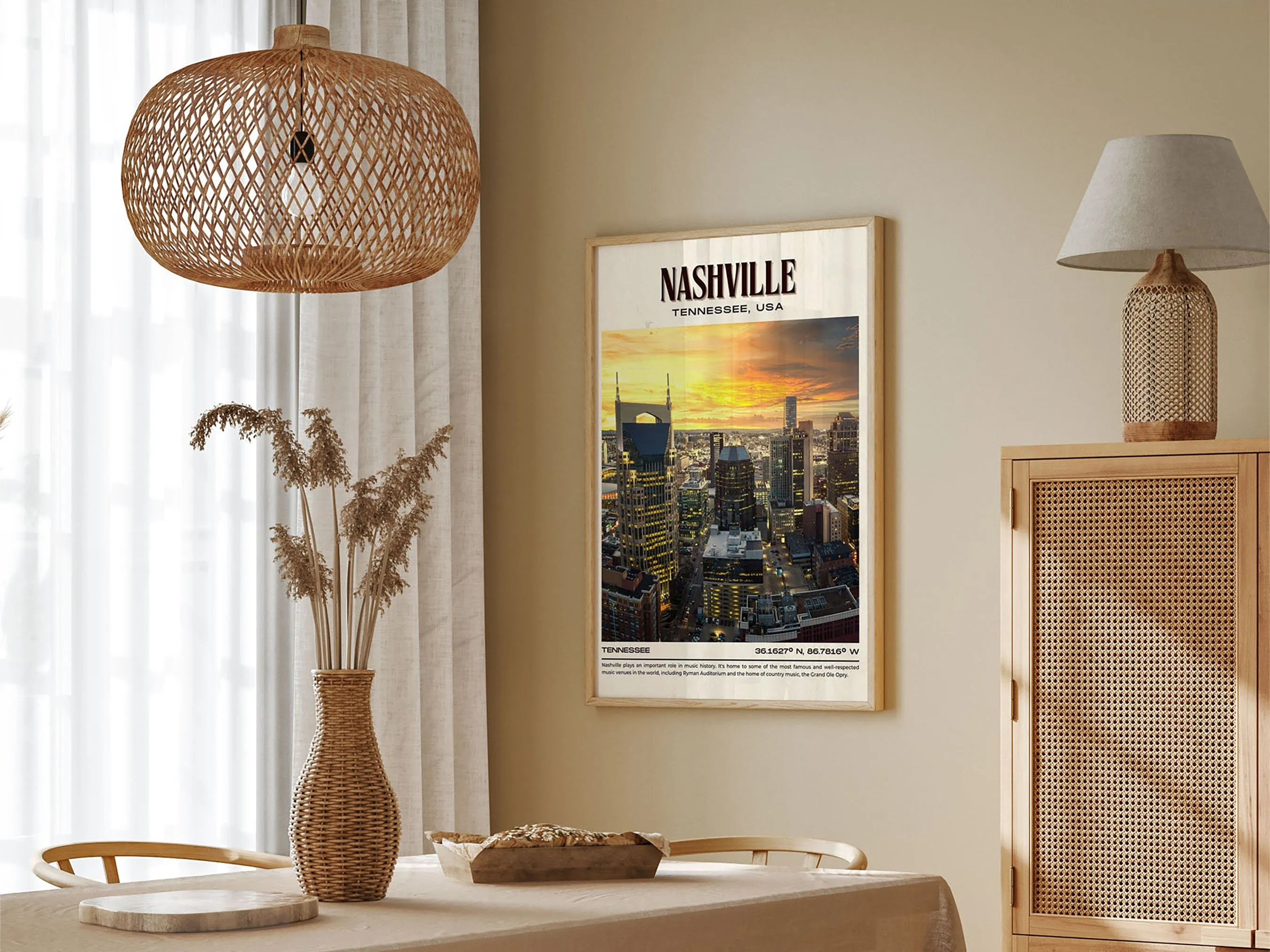 Nashville Vintage Wall Art, Tennessee, USA