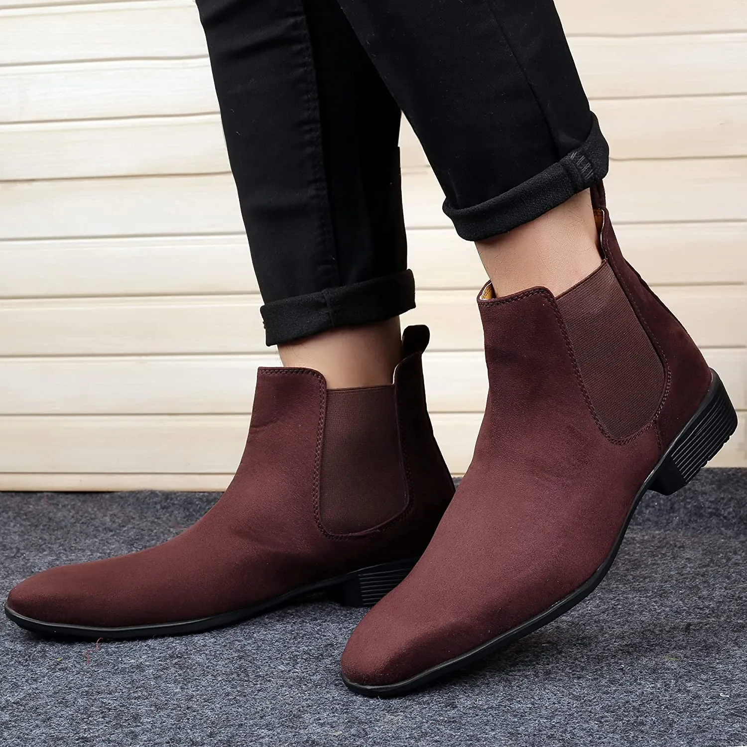 New Arrival Latest Suede Material Brown Casual Chelsea Boots For Men-Unique and Classy