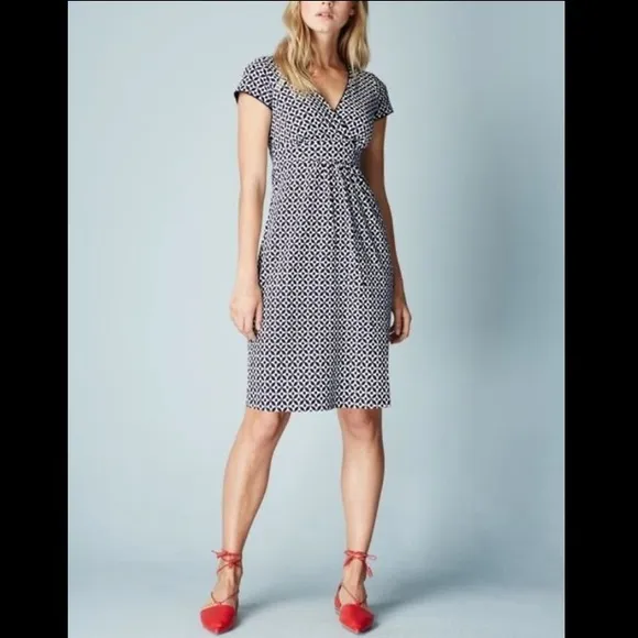 NEW Boden WH980 Casual Jersey Dress blue white Size 4P