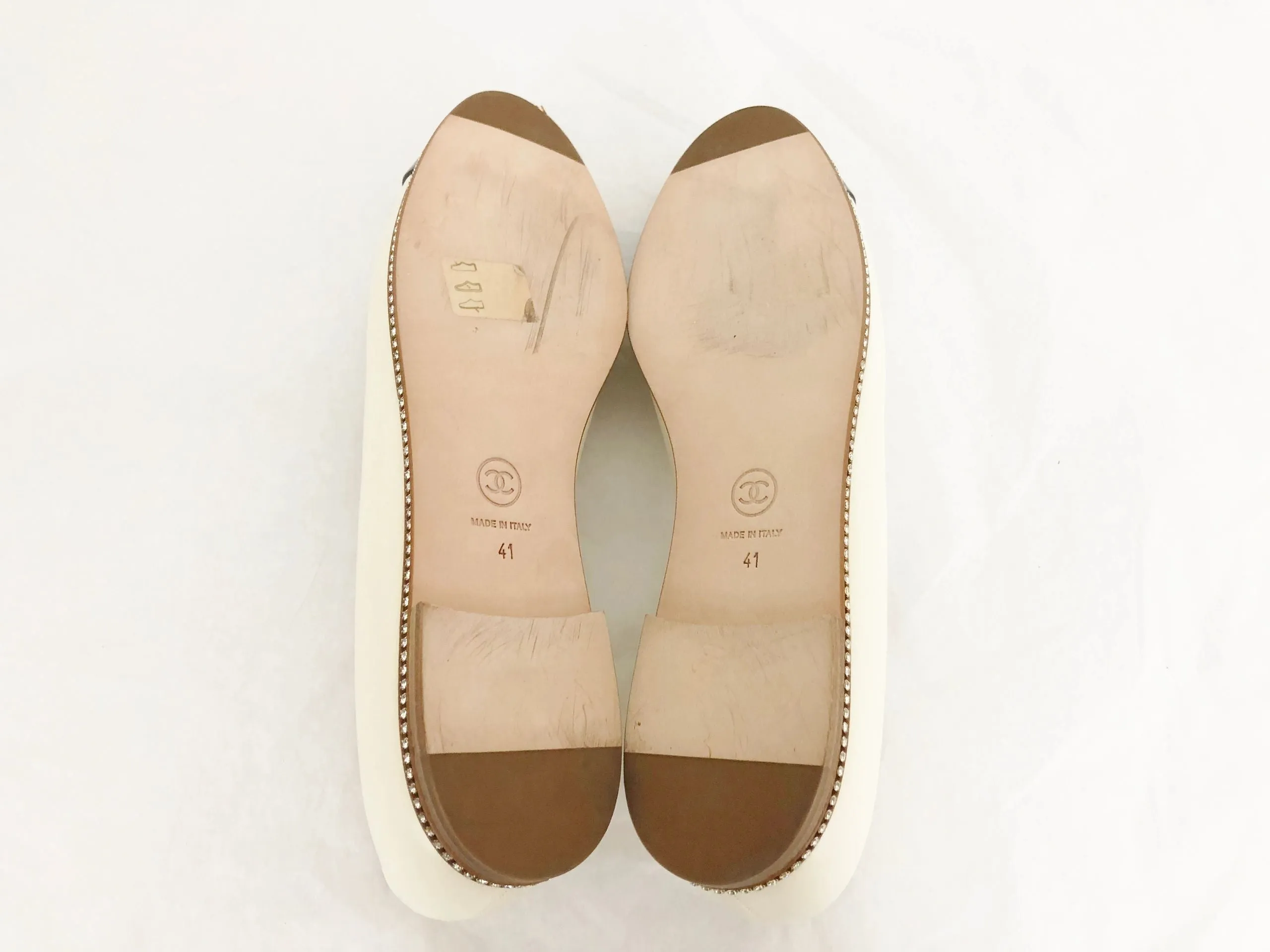 NEW Chanel Ballet Flats With Crystal Accent Size 41 It (11 Us)