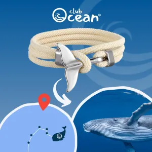 NEW Citrus Reef Whale Tail Bracelet, White! The clever latch design utilizes the natural shape of a whale's tail, crafted from durable paracord rope White