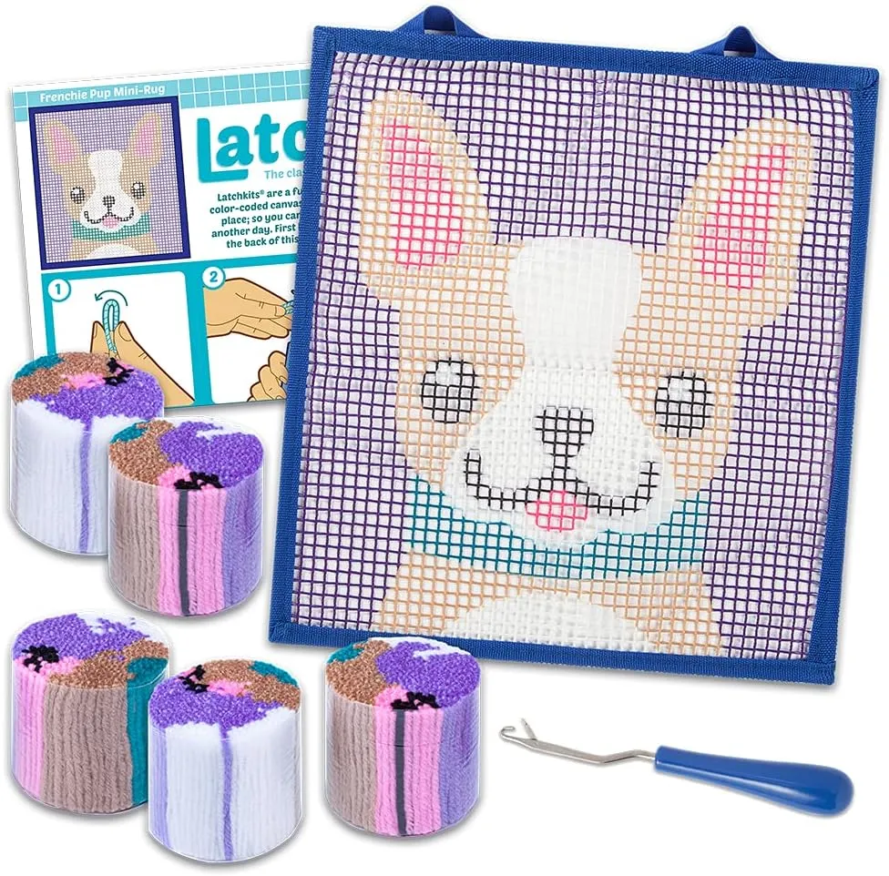 New in box! LatchKits – Puppy Latch Hook Kit – Easy-to-Learn Craft Project – No Sewing Or Cutting – for Ages 6 , Canvas, Multi Retails $42 