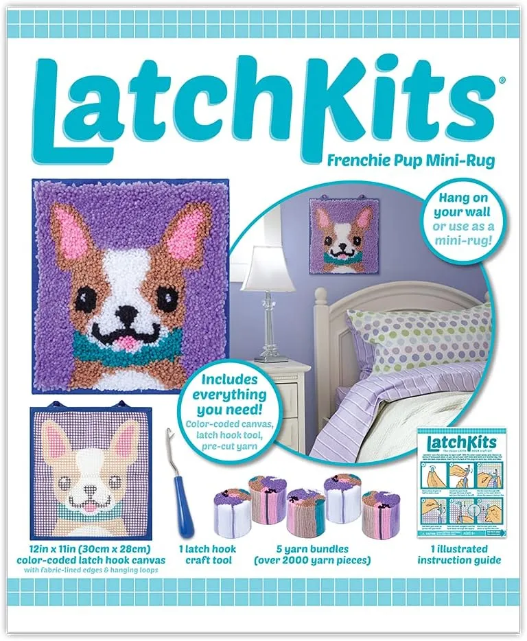 New in box! LatchKits – Puppy Latch Hook Kit – Easy-to-Learn Craft Project – No Sewing Or Cutting – for Ages 6 , Canvas, Multi Retails $42 