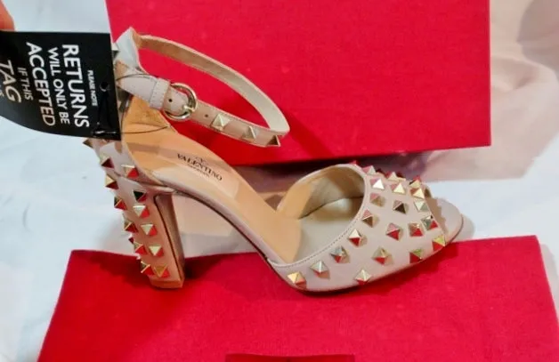 NEW VALENTINO GARAVANI SCARPE SPIKE Sandal 36 6 Beige Shoe Womens High Heel