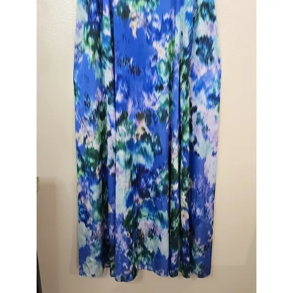Nicole Miller Watercolor Abstract Maxi Dress Womens XL Sleeveless Colorful