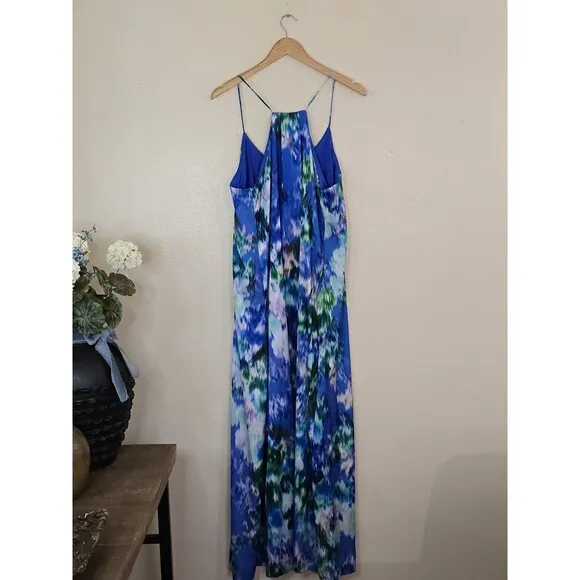 Nicole Miller Watercolor Abstract Maxi Dress Womens XL Sleeveless Colorful