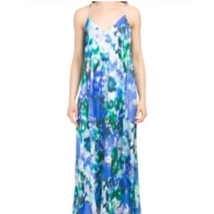 Nicole Miller Watercolor Abstract Maxi Dress Womens XL Sleeveless Colorful