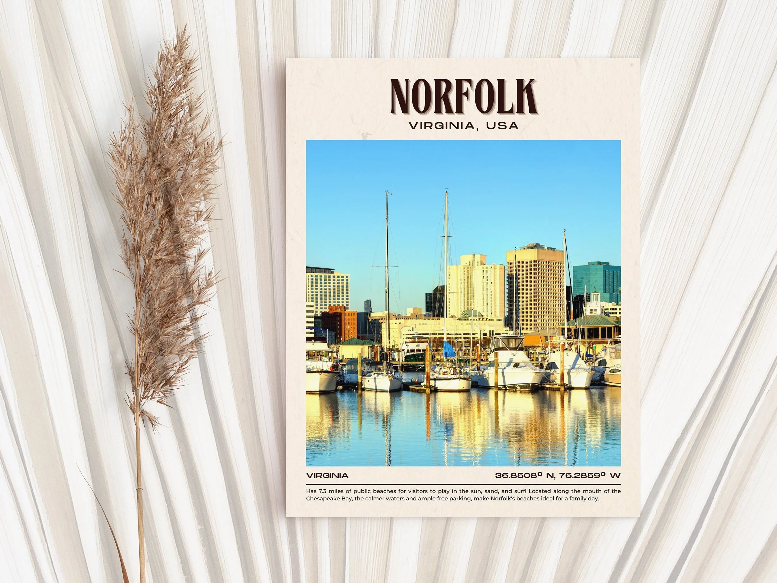 Norfolk Vintage Wall Art, Virginia, USA