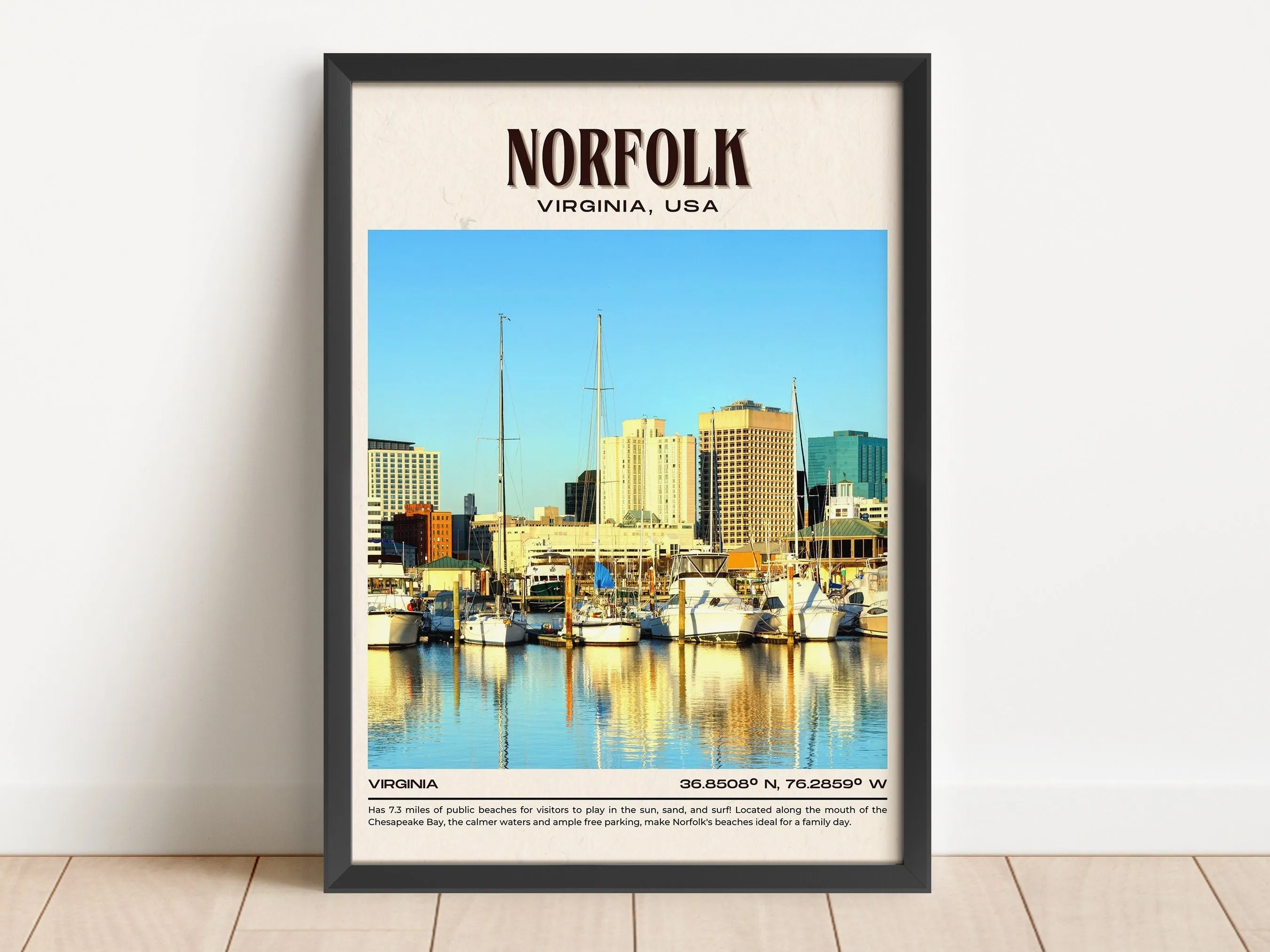 Norfolk Vintage Wall Art, Virginia, USA
