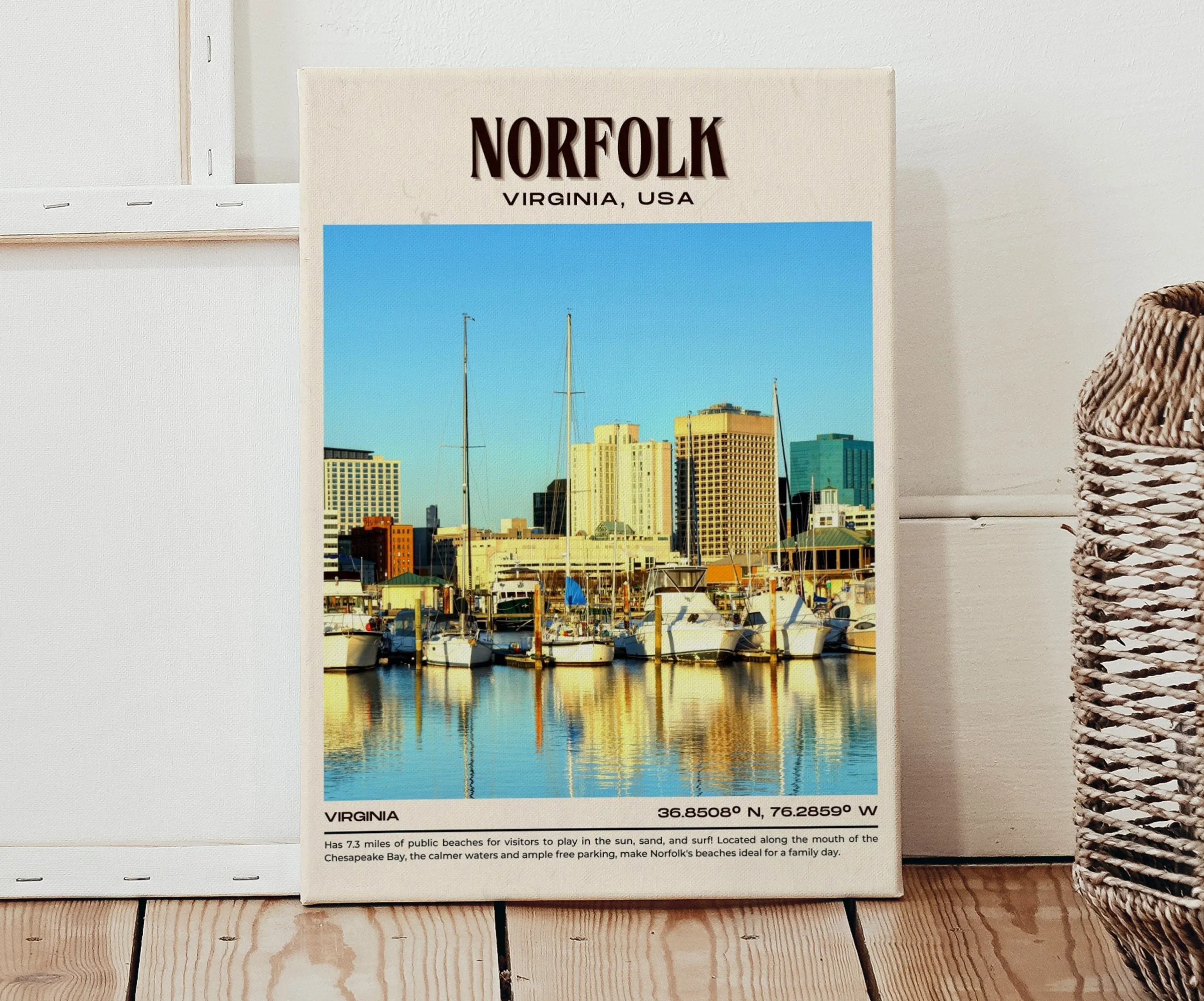 Norfolk Vintage Wall Art, Virginia, USA