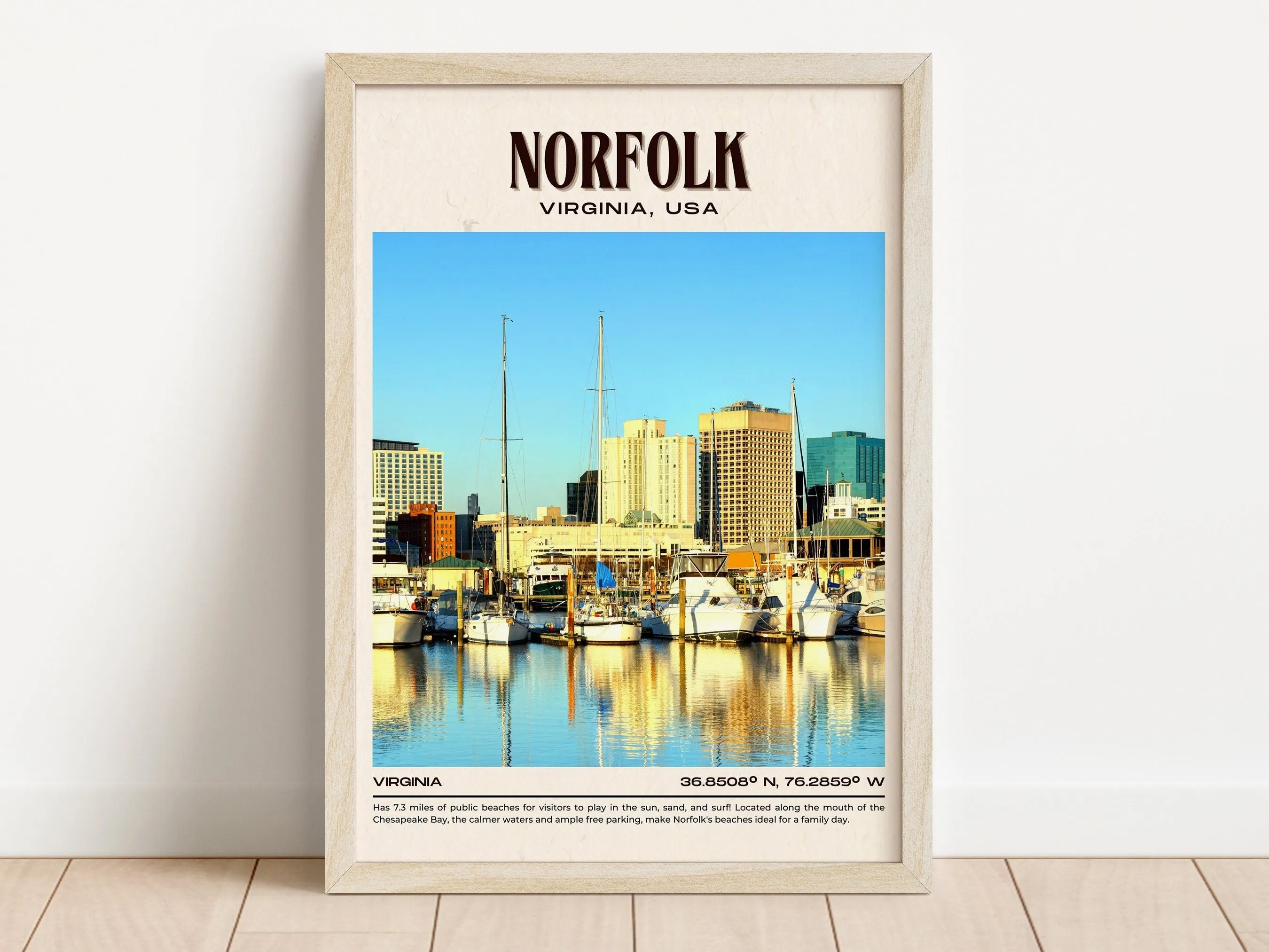 Norfolk Vintage Wall Art, Virginia, USA