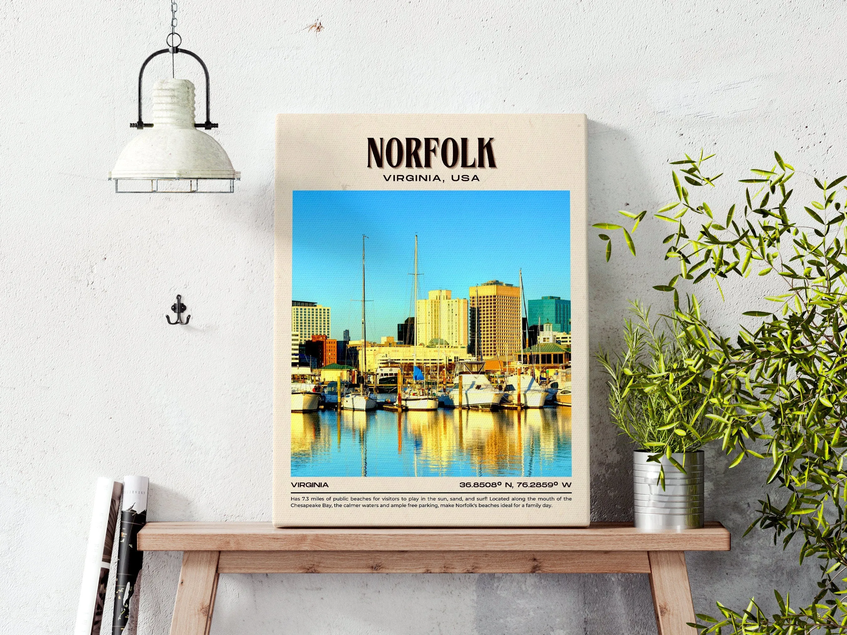 Norfolk Vintage Wall Art, Virginia, USA