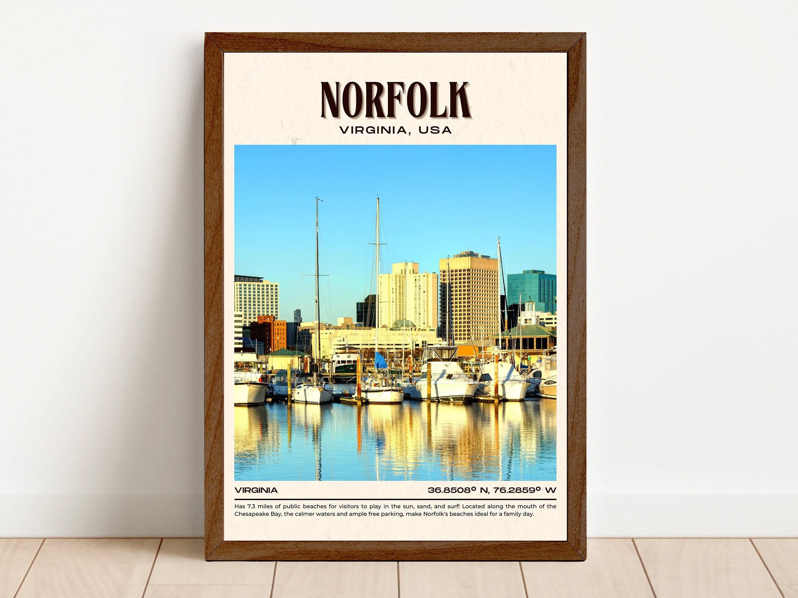 Norfolk Vintage Wall Art, Virginia, USA