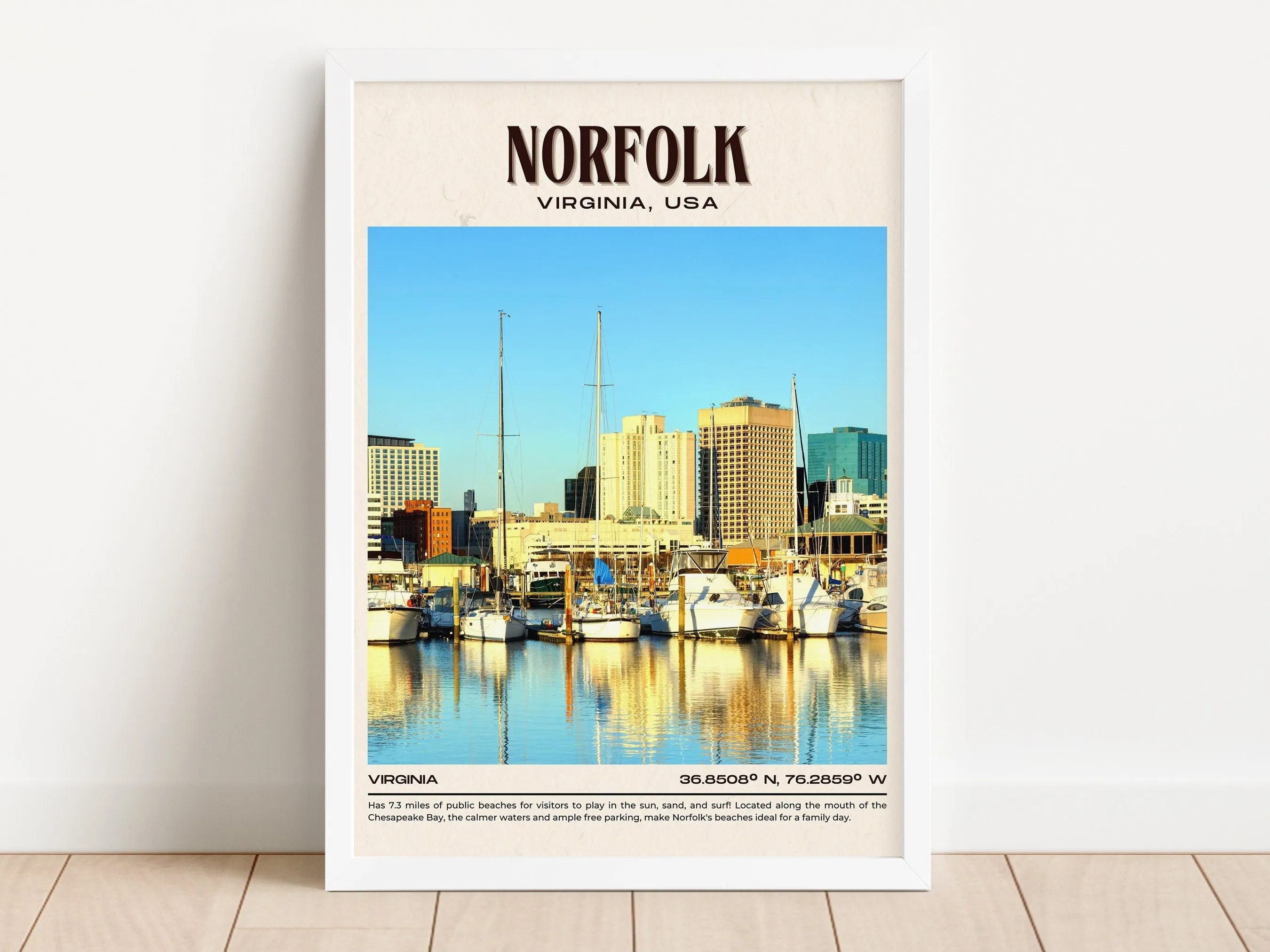 Norfolk Vintage Wall Art, Virginia, USA