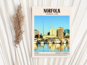 Norfolk Vintage Wall Art, Virginia, USA