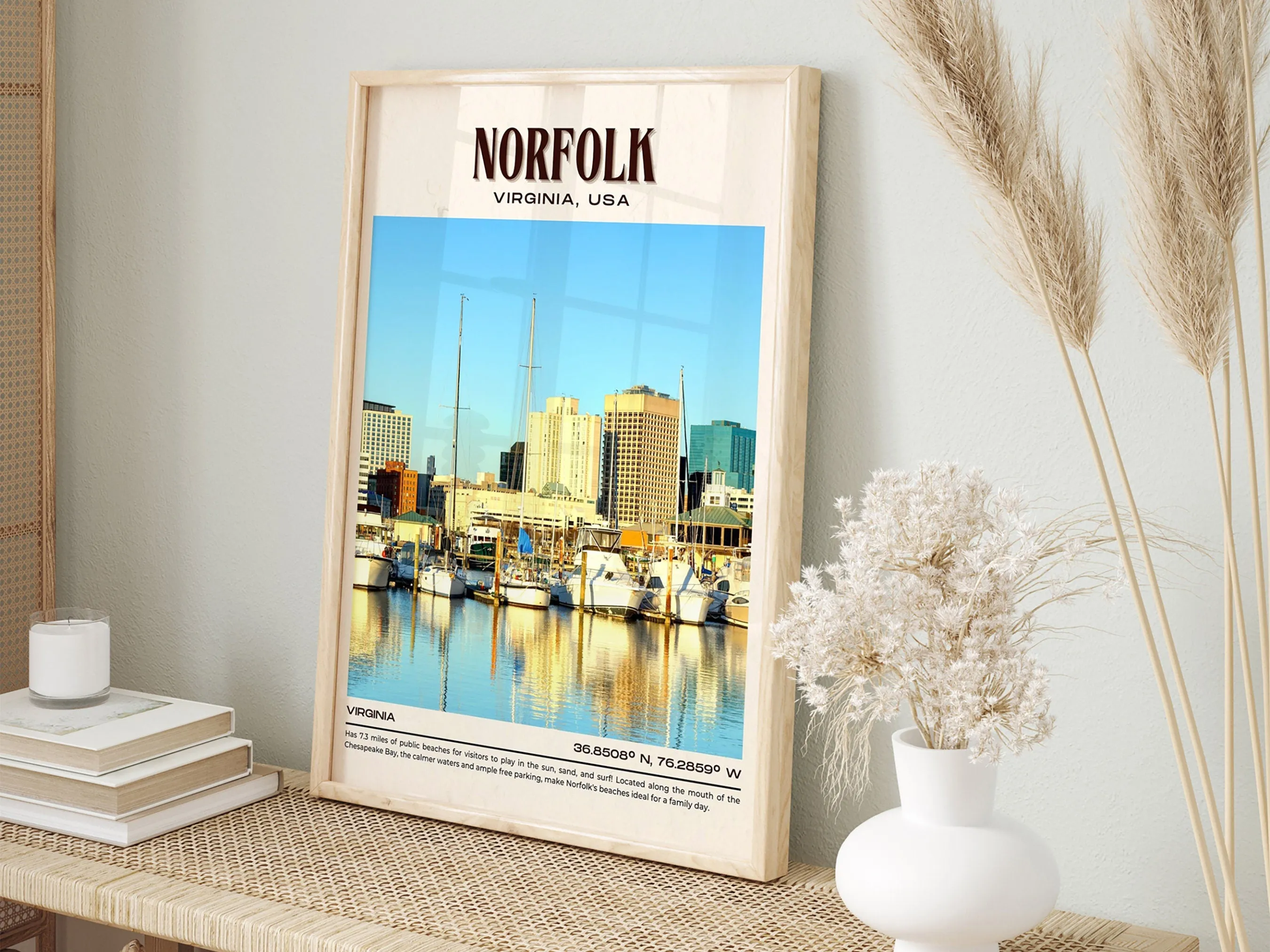 Norfolk Vintage Wall Art, Virginia, USA