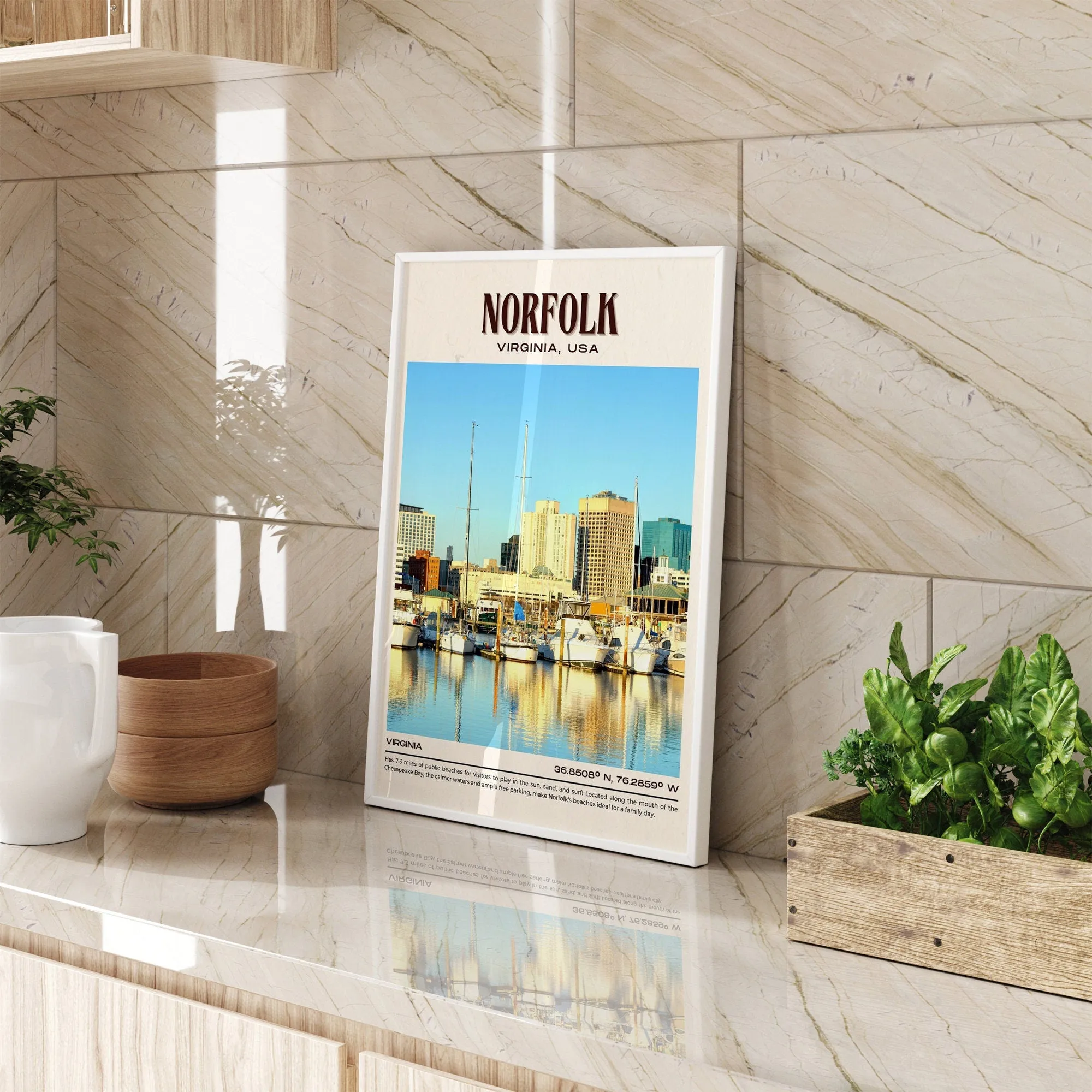Norfolk Vintage Wall Art, Virginia, USA