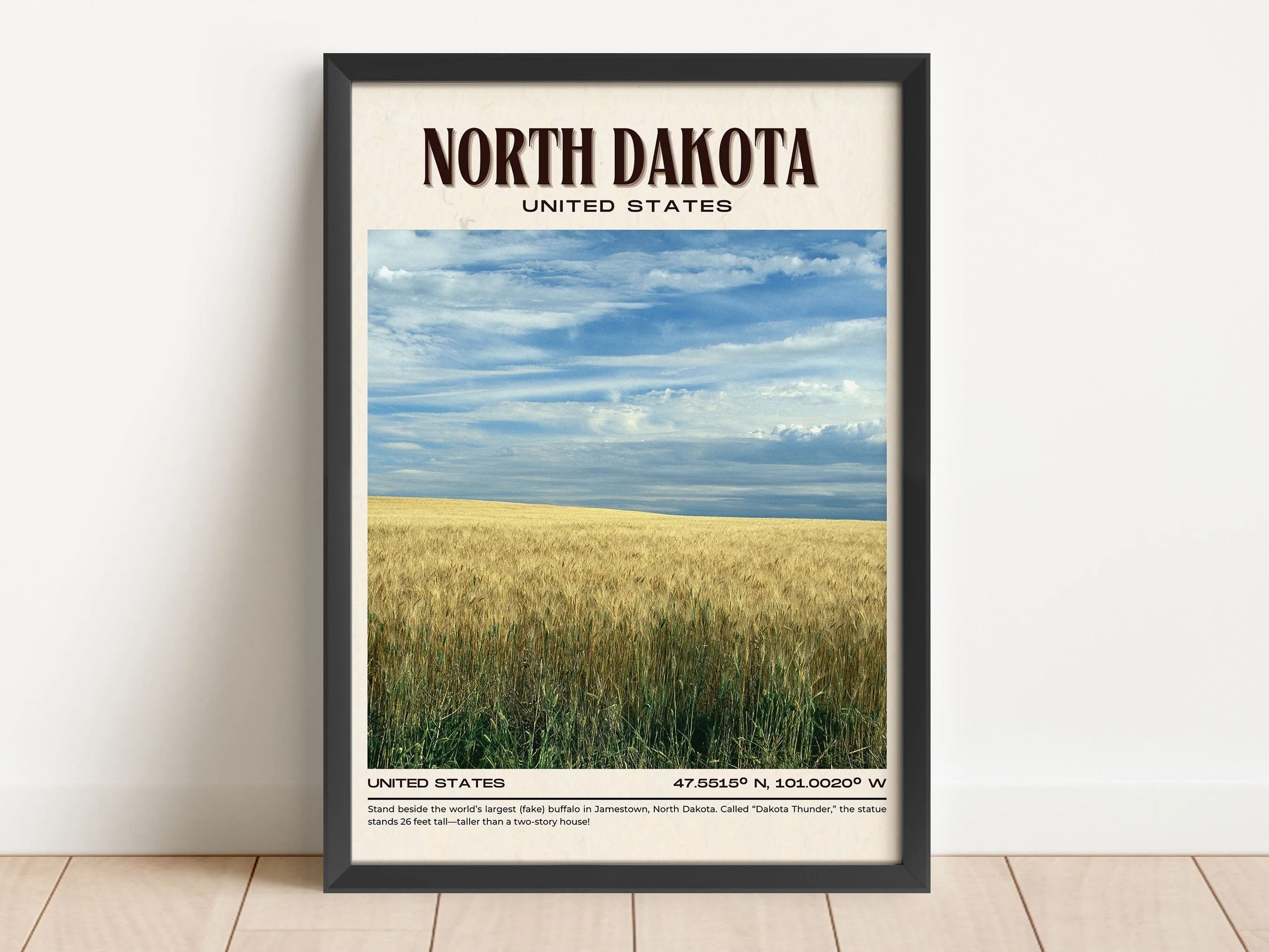 North Dakota Vintage Wall Art, USA