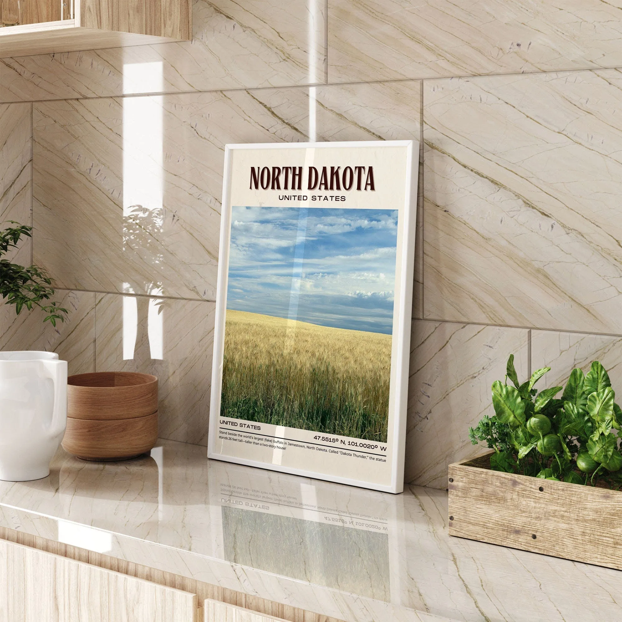 North Dakota Vintage Wall Art, USA