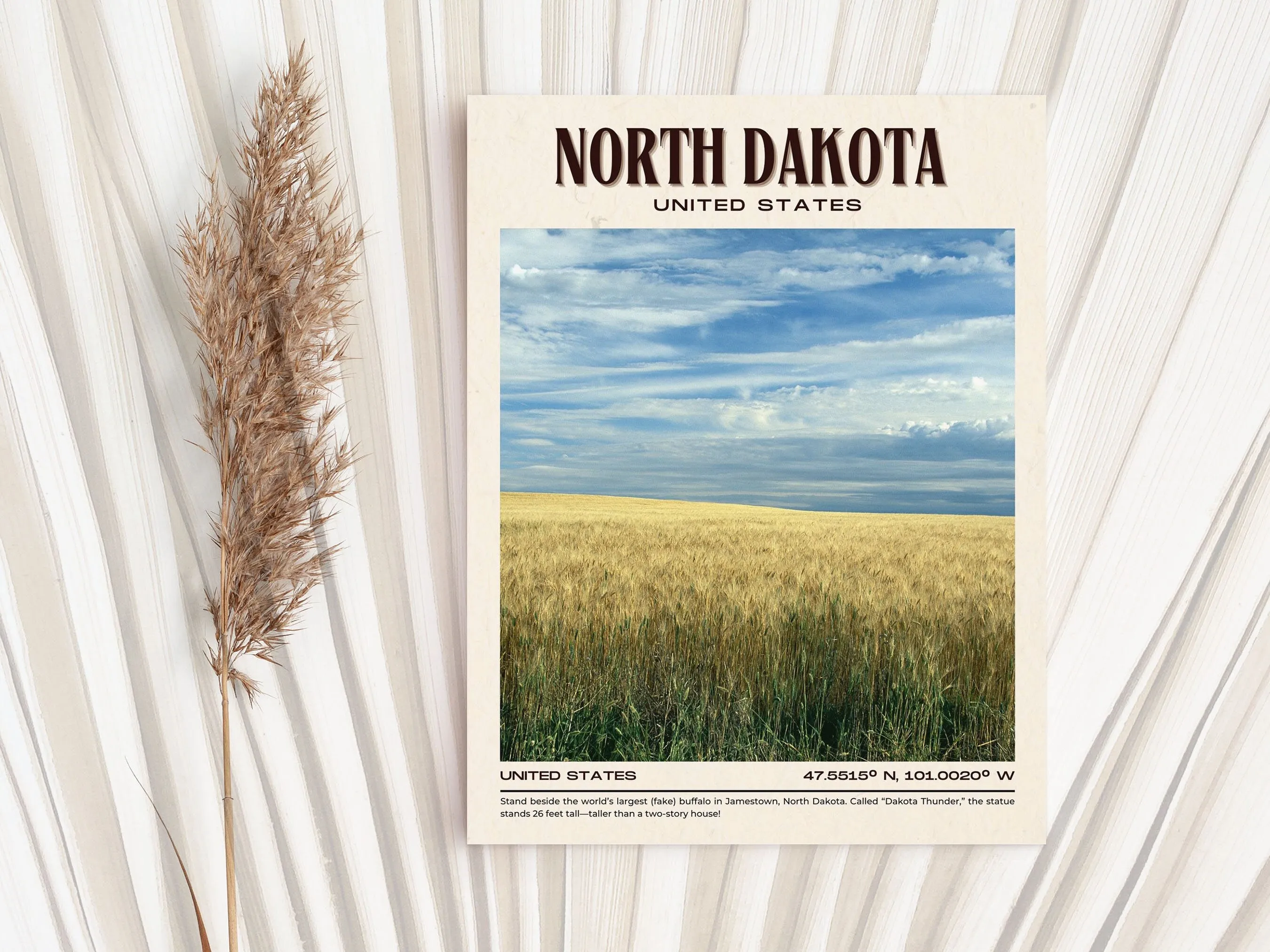 North Dakota Vintage Wall Art, USA