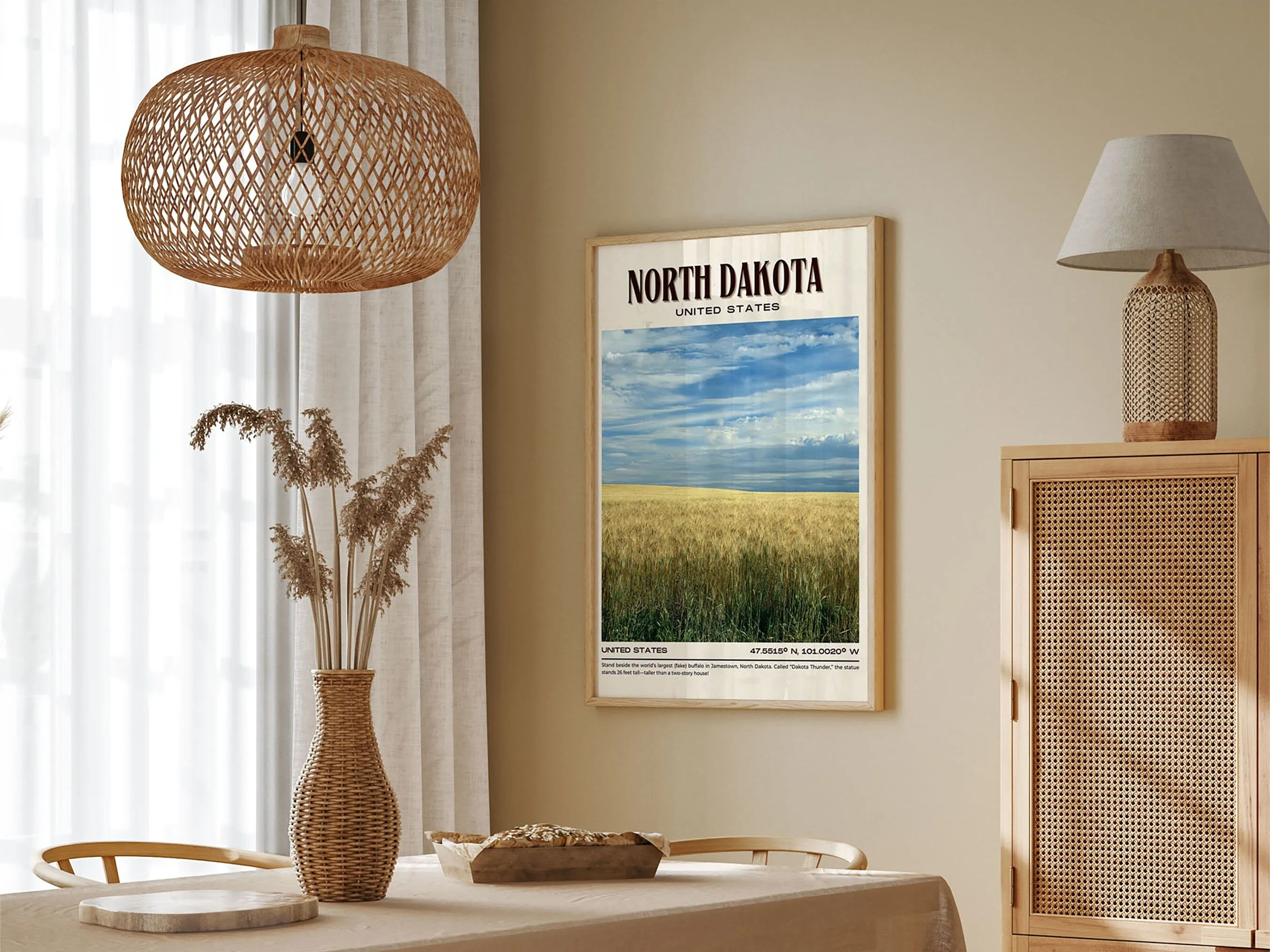 North Dakota Vintage Wall Art, USA